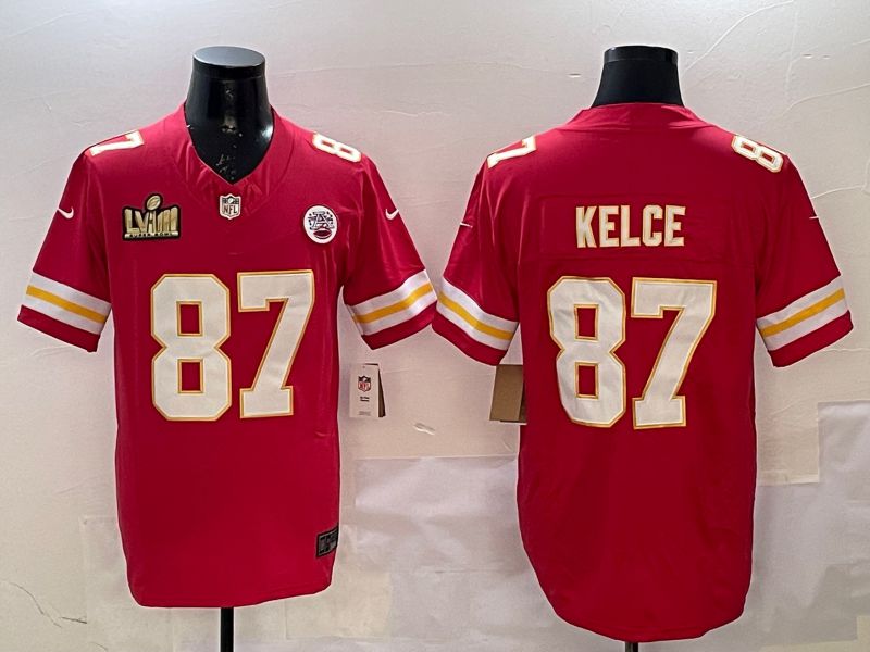 Men Kansas City Chiefs #87 Kelce Red Three generations Nike 2025 Vapor Limited NFL Jersey style 3